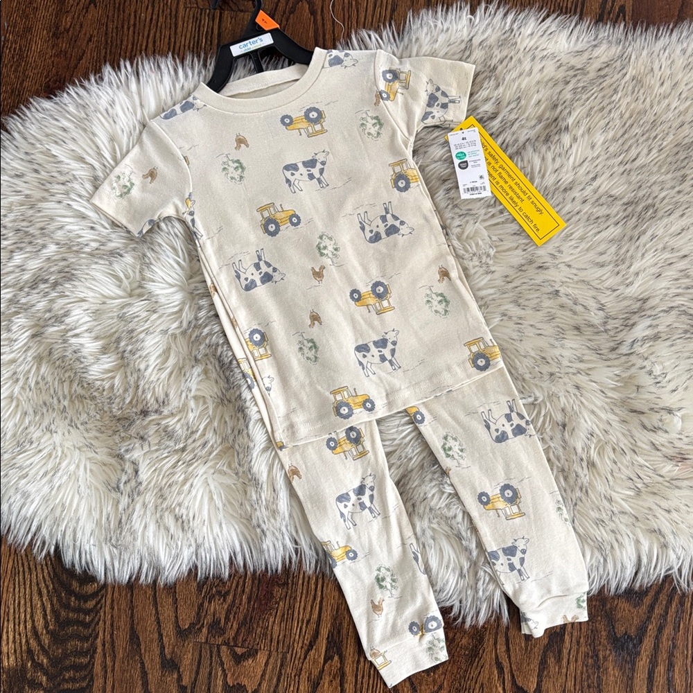 4T NWT Carter’s 2 Piece Farm Truck Print Pajamas Set